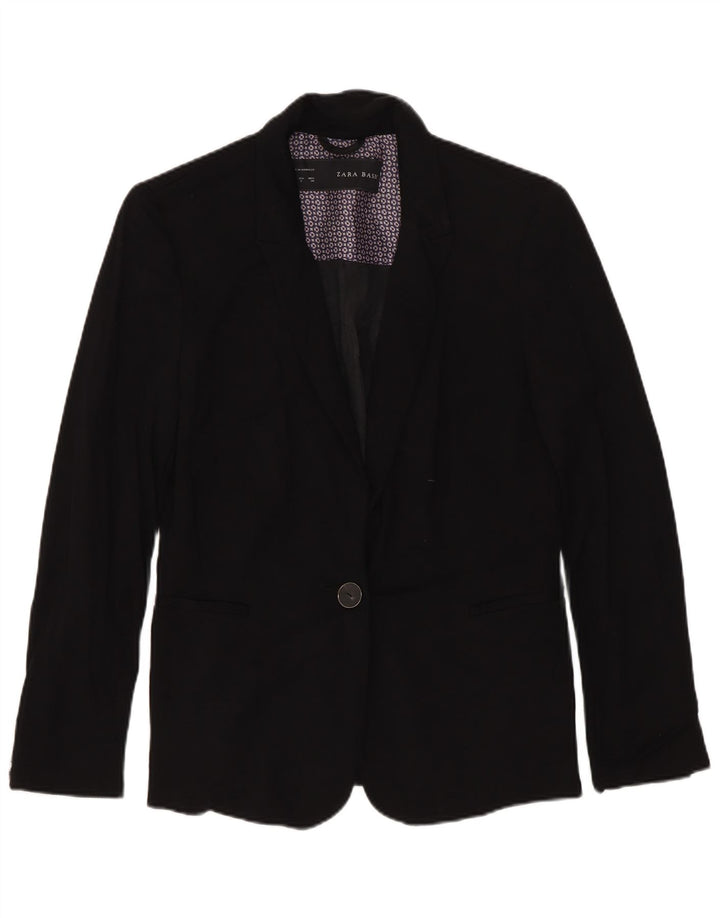 Jaqueta blazer feminina Zara com 1 botão Reino Unido 10 pequena viscose preta
