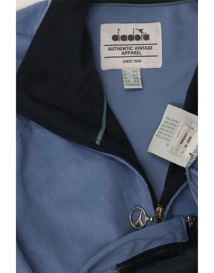 DIADORA Mens Loose Fit Treino Top Jacket UK 40 Medium Blue Colourblock