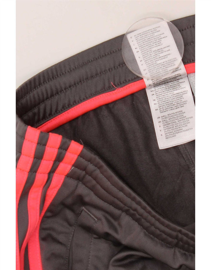 Calças de treino femininas Adidas UK 8/10 poliéster cinza pequeno