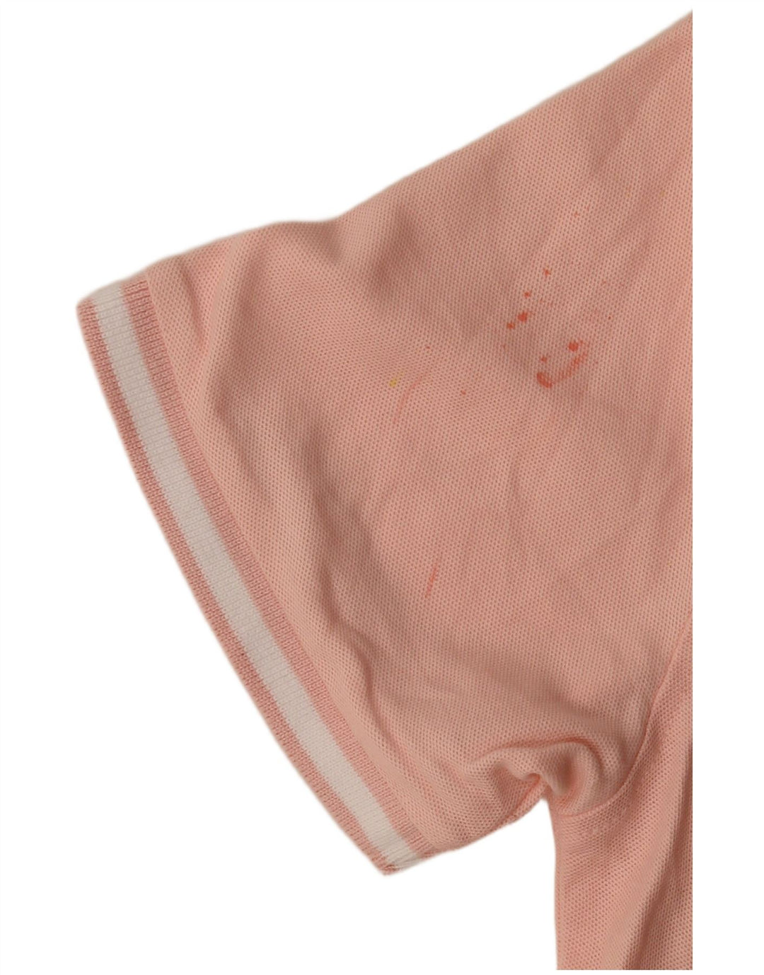 Camisa polo masculina Penguin pequena listrada rosa de algodão