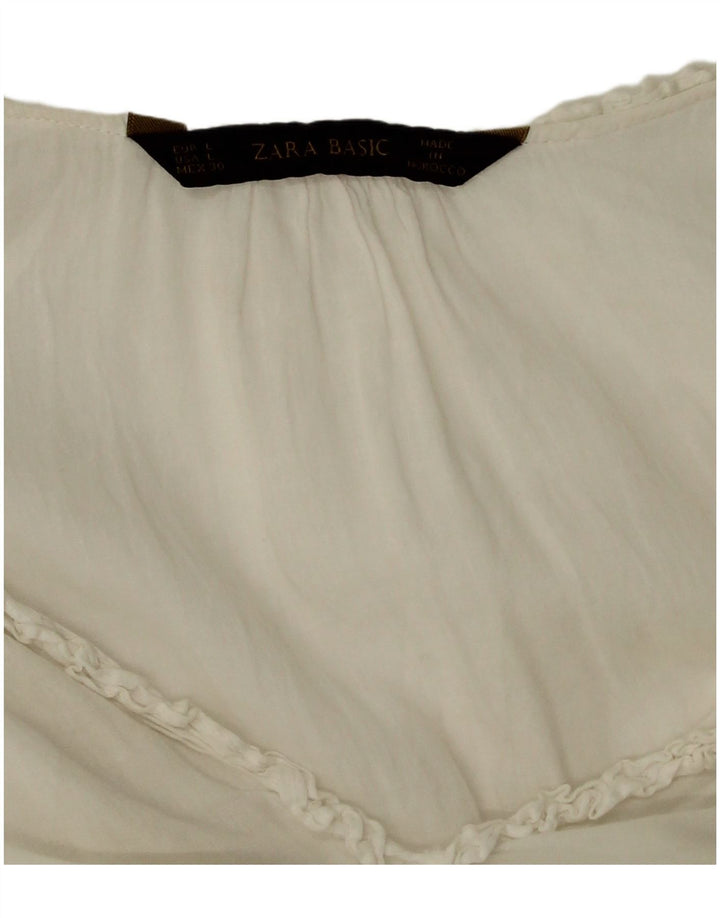 Top feminino Zara manga comprida UK 16 grande branco