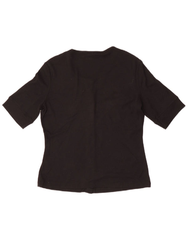 Cardigan feminino de manga curta Jigsaw Reino Unido 12 médio preto modal