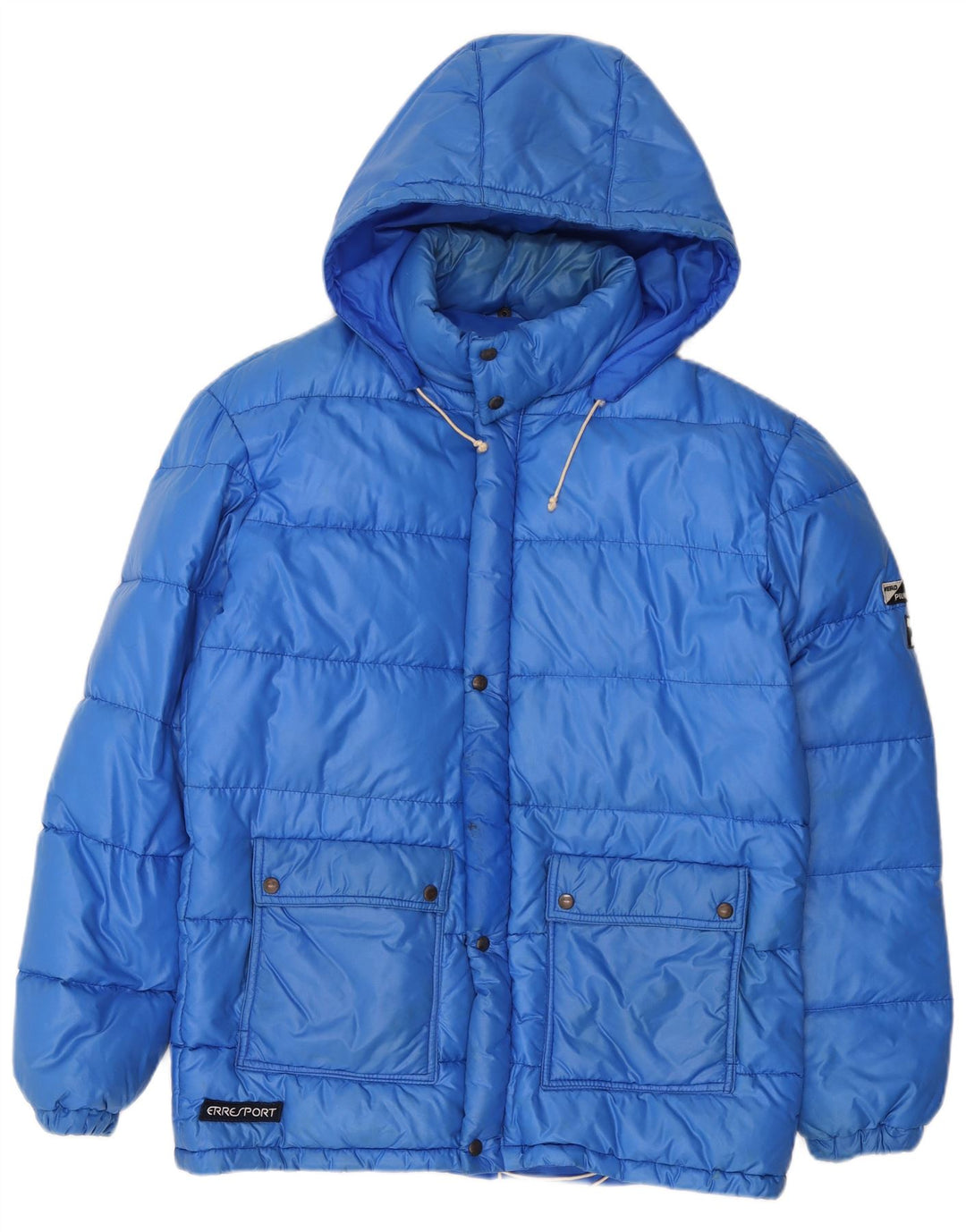 Jaqueta acolchoada com capuz masculina vintage UK 38 poliamida azul média