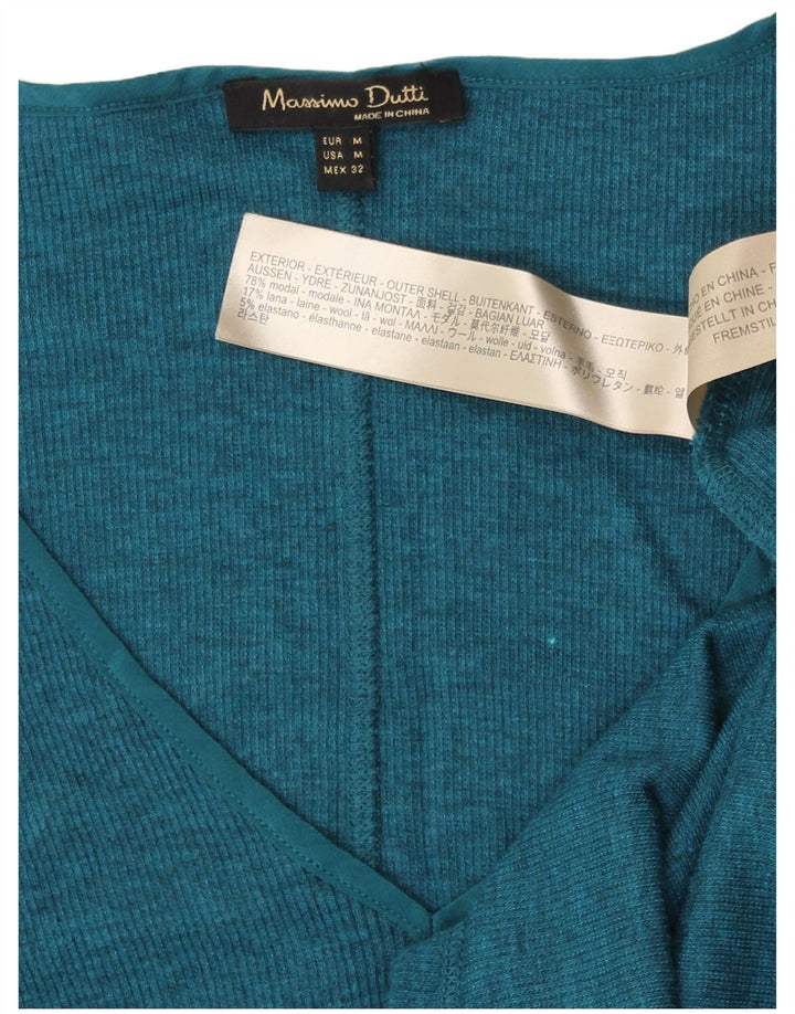 Top feminino Massimo Dutti manga comprida UK 12 modal azul médio