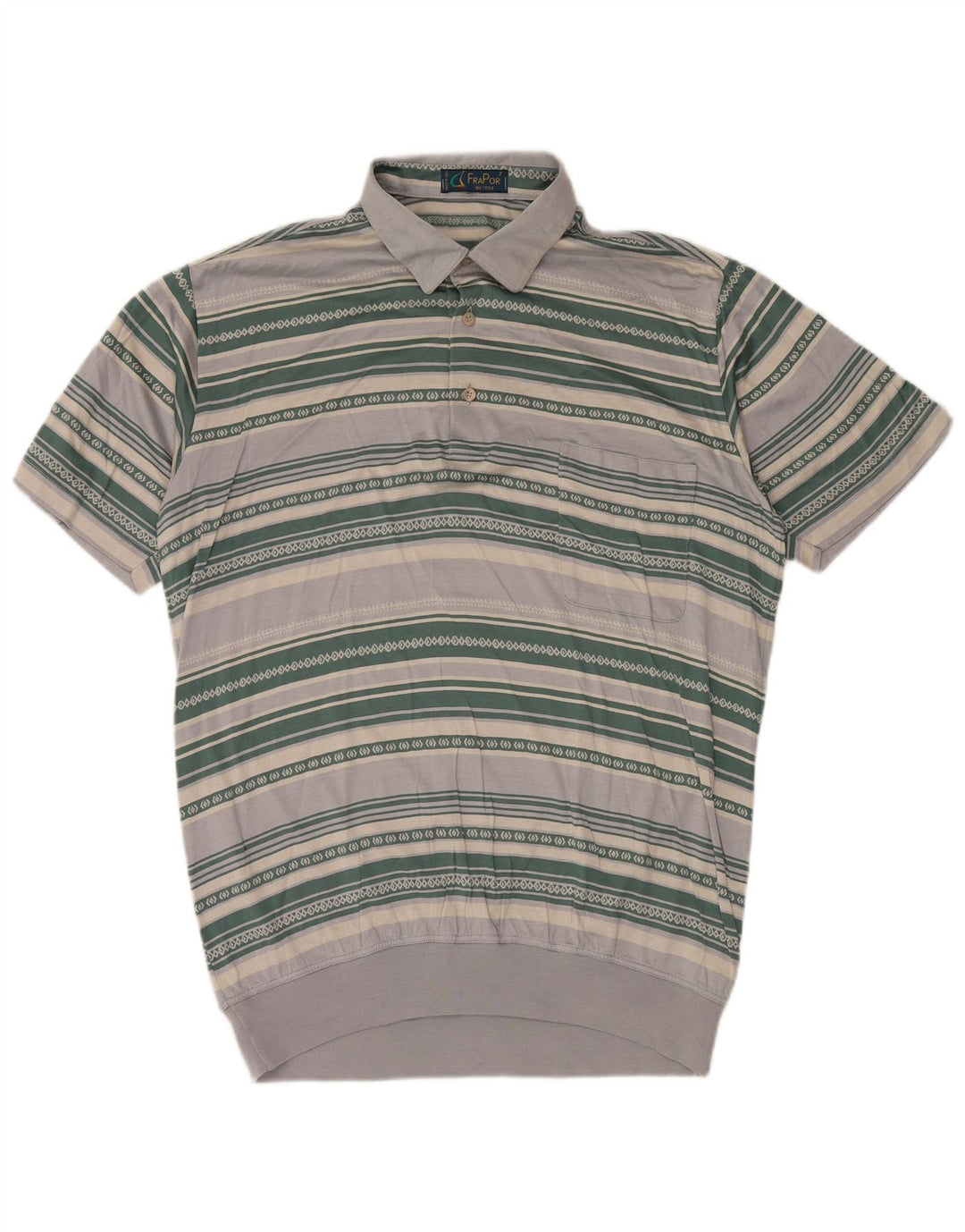 Camisa polo masculina FraPor grande algodão listrado cinza