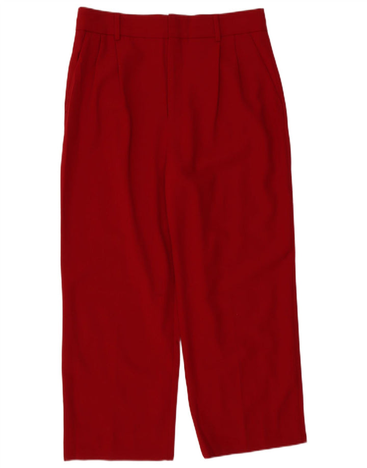 Zara Calça feminina cortada com pega grande W32 L25 poliéster vermelho