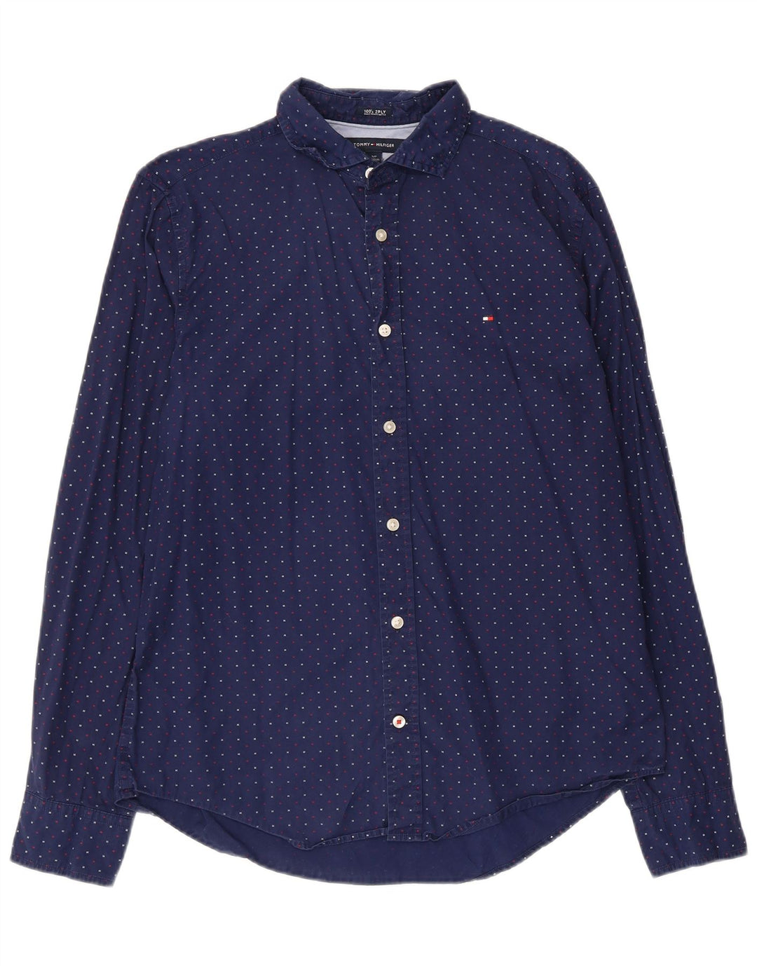 Camisa gráfica masculina Tommy Hilfiger pequena algodão azul marinho