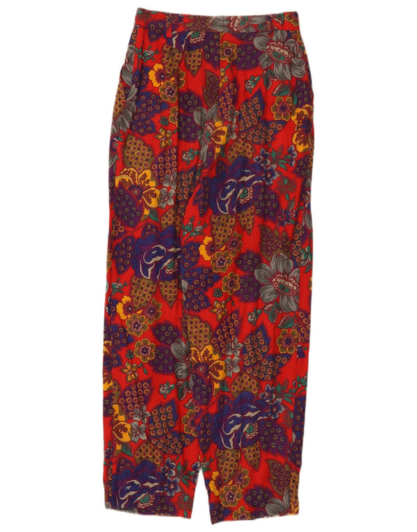 Calça feminina Benetton cintura alta cortada IT 42 médio W26 L26 vermelho floral
