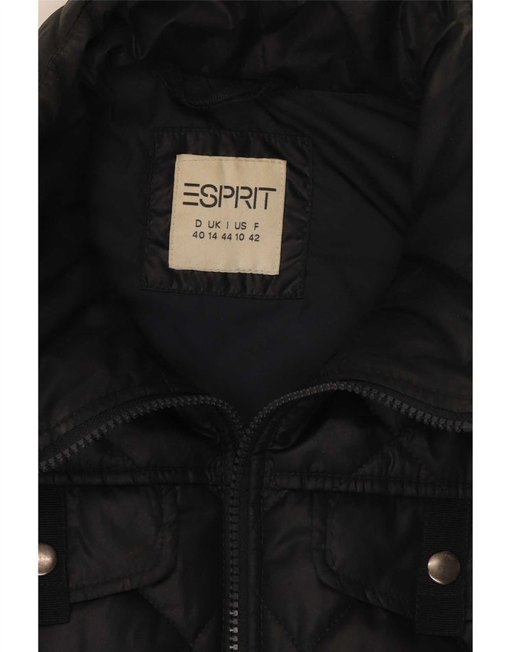 Colete acolchoado feminino Esprit UK 14 grande poliéster preto