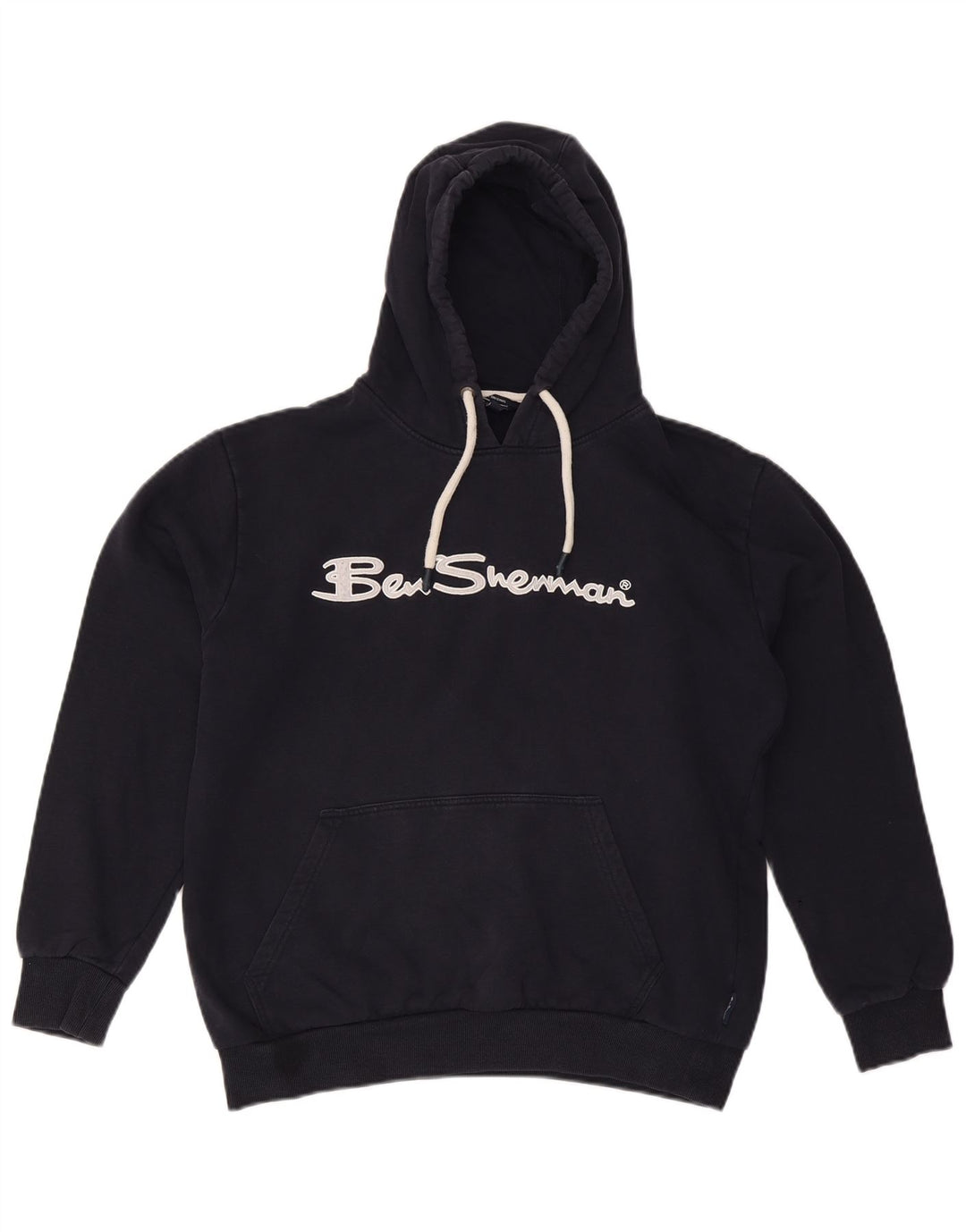 BEN SHERMAN Suéter feminino com capuz e estampa de grandes dimensões Reino Unido 16 grande azul marinho