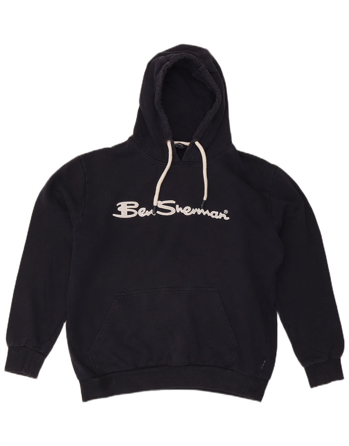 BEN SHERMAN Suéter feminino com capuz e estampa de grandes dimensões Reino Unido 16 grande azul marinho