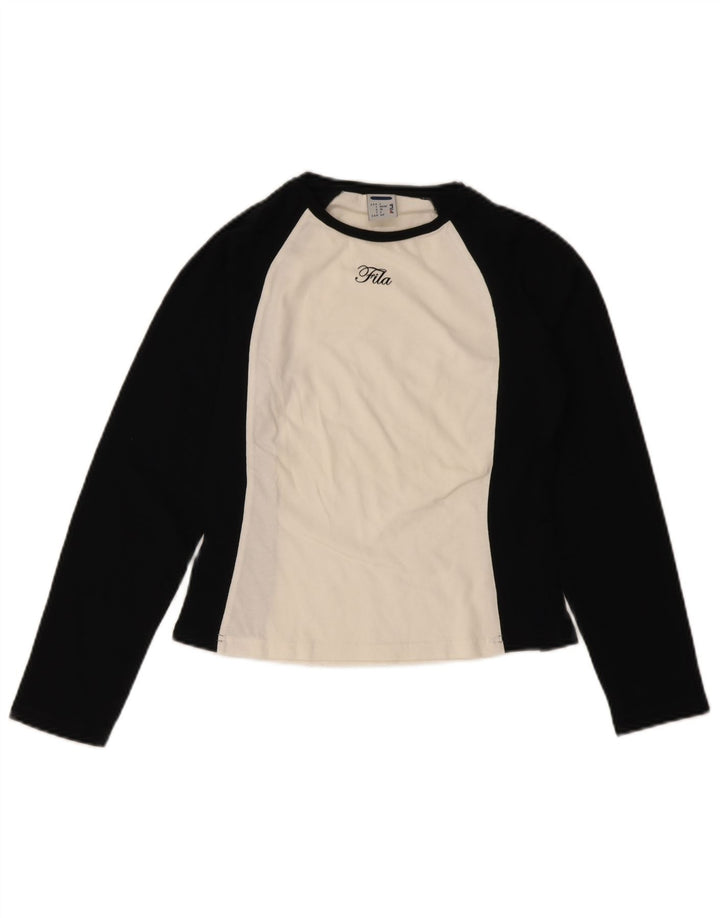 FILA Crop Top Feminino Manga Longa IT 40/42 Pequeno Algodão Colorblock Preto