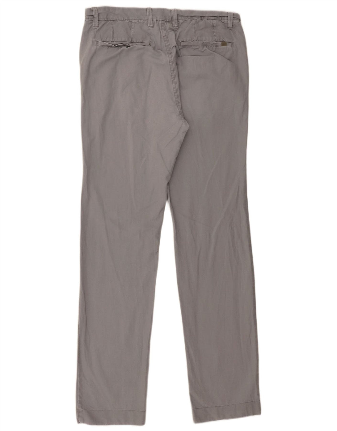 Calça chino reta masculina Marks & Spencer W32 L33 algodão cinza