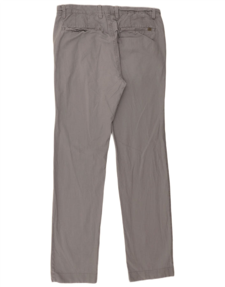 Calça chino reta masculina Marks & Spencer W32 L33 algodão cinza