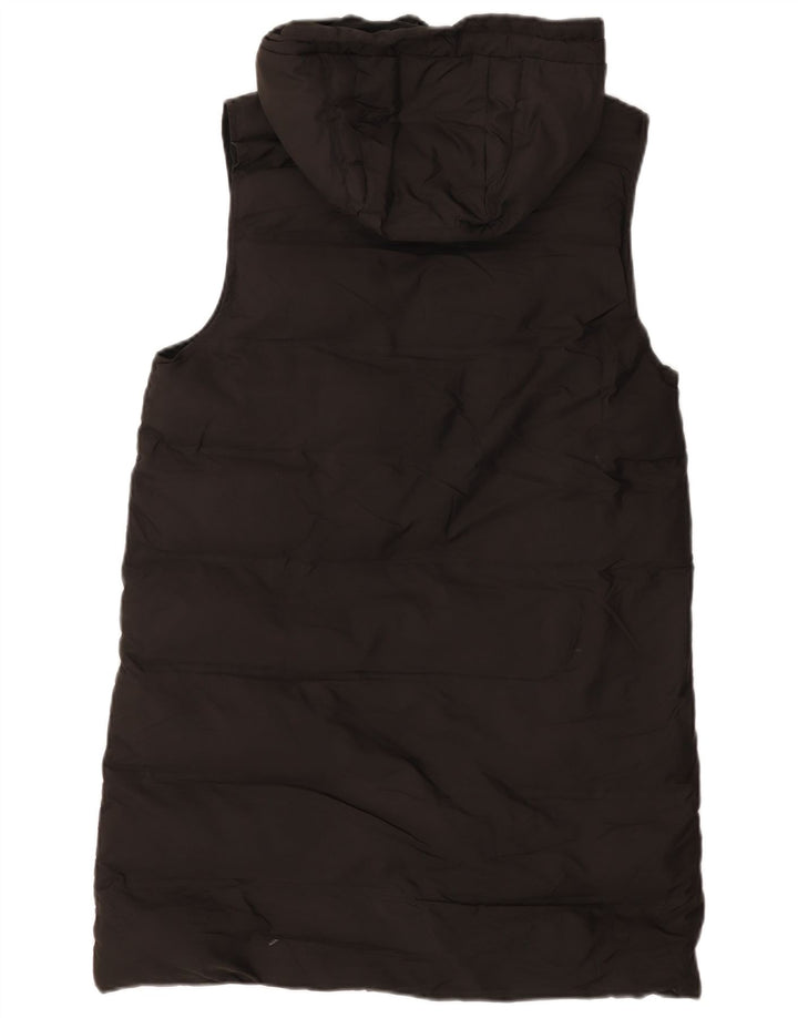 Colete acolchoado com capuz feminino Zara UK 10 pequeno poliéster preto