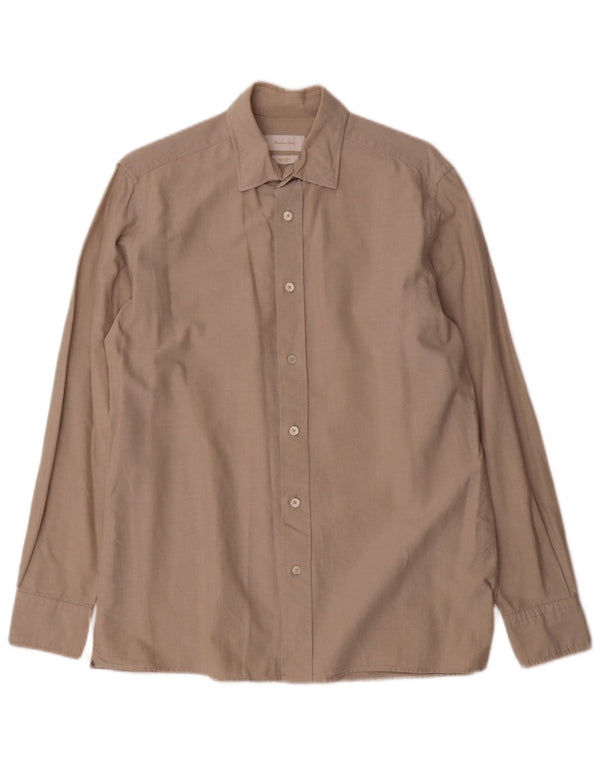 Camisa masculina Massimo Dutti algodão bege médio