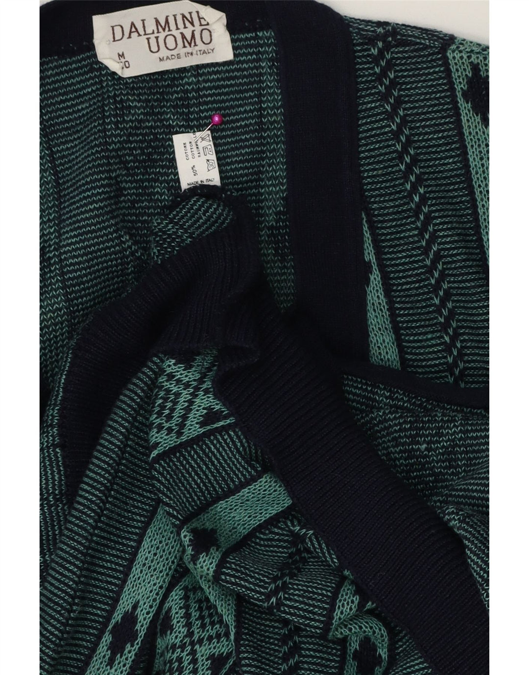 Suéter cardigã masculino DALMINE algodão geométrico verde médio