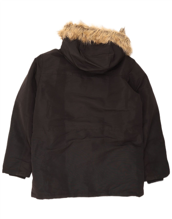 Jaqueta Parka masculina com capuz Jack & Jones Reino Unido 40 grande poliéster preto