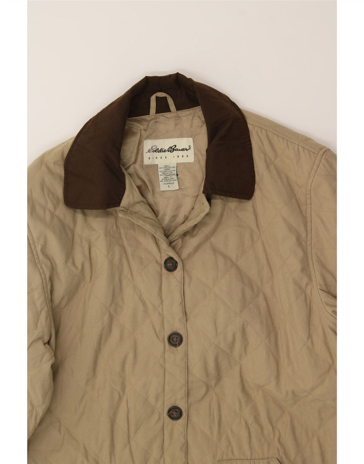EDDIE BAUER Womens Quilted Jacket UK 16 Large Beige Polyester Vintage Eddie Bauer and Second-Hand Eddie Bauer from Messina Hembry 