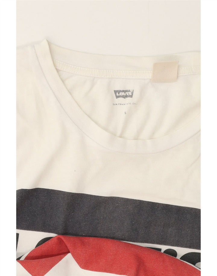 Camiseta feminina gráfica LEVI'S UK 10 pequena branca