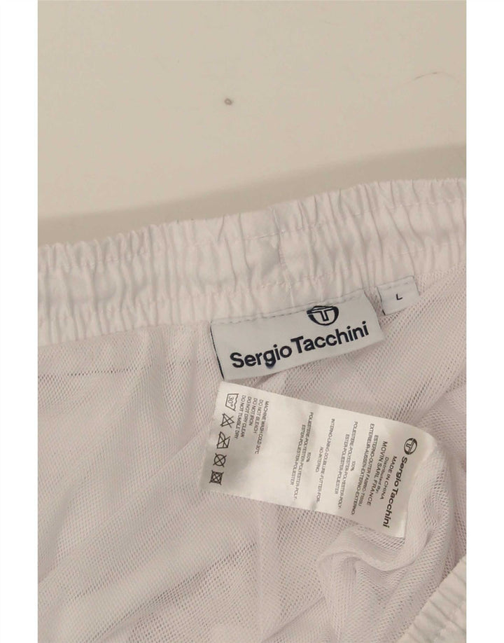 Sergio Tacchini Calça de treino masculina Joggers grande poliéster branco