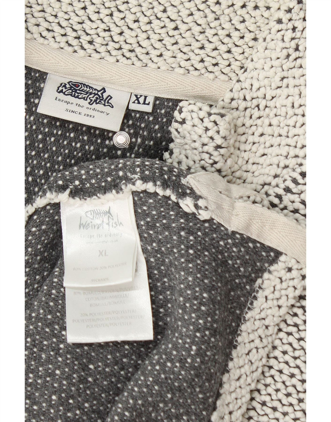 Suéter masculino Weird Fish com zíper e gola XL algodão cinza