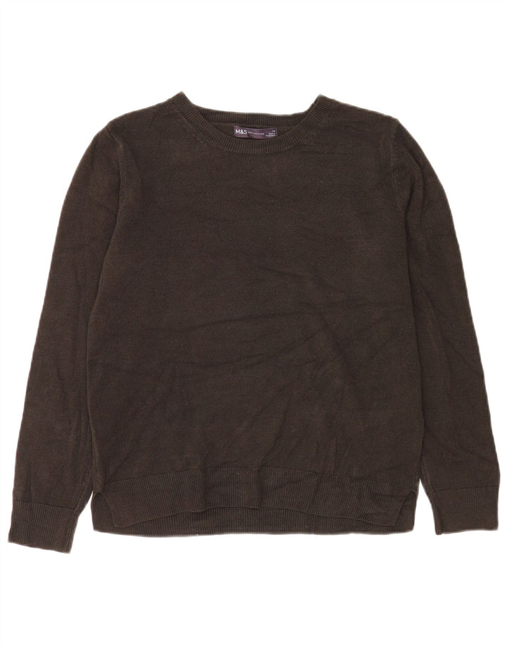 Suéter feminino Marks & Spencer com gola canoa Reino Unido 14 acrílico marrom médio