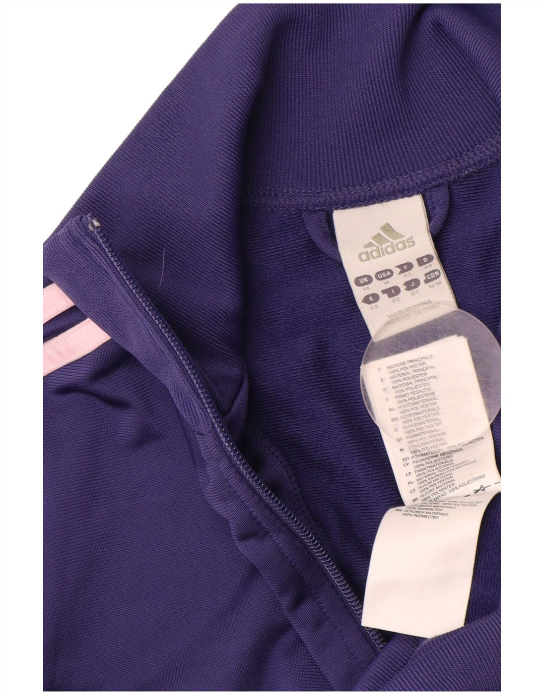 ADIDAS Womens Tracksuit Top Jacket UK 14 Médio Roxo Poliéster