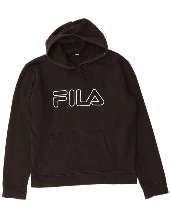 Fila Mens Graphic Hoodie Jumper Médio Algodão Preto