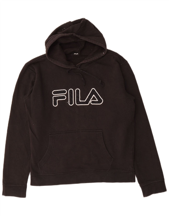Fila Mens Graphic Hoodie Jumper Médio Algodão Preto