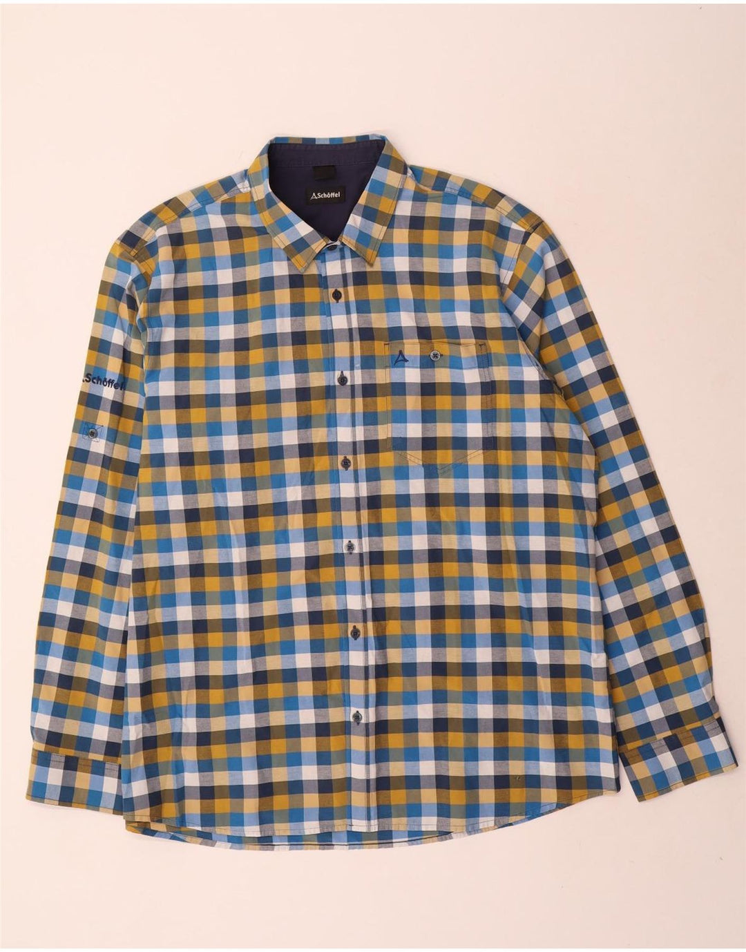Camisa masculina Schoffel grande algodão xadrez multicolorido