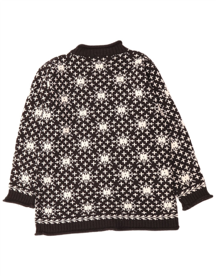 Suéter masculino Hennes com gola tartaruga médio preto Fair Isle acrílico