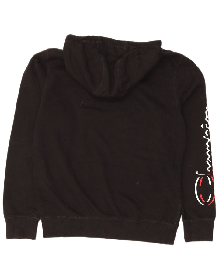 CHAMPION Suéter masculino com capuz gráfico médio algodão preto
