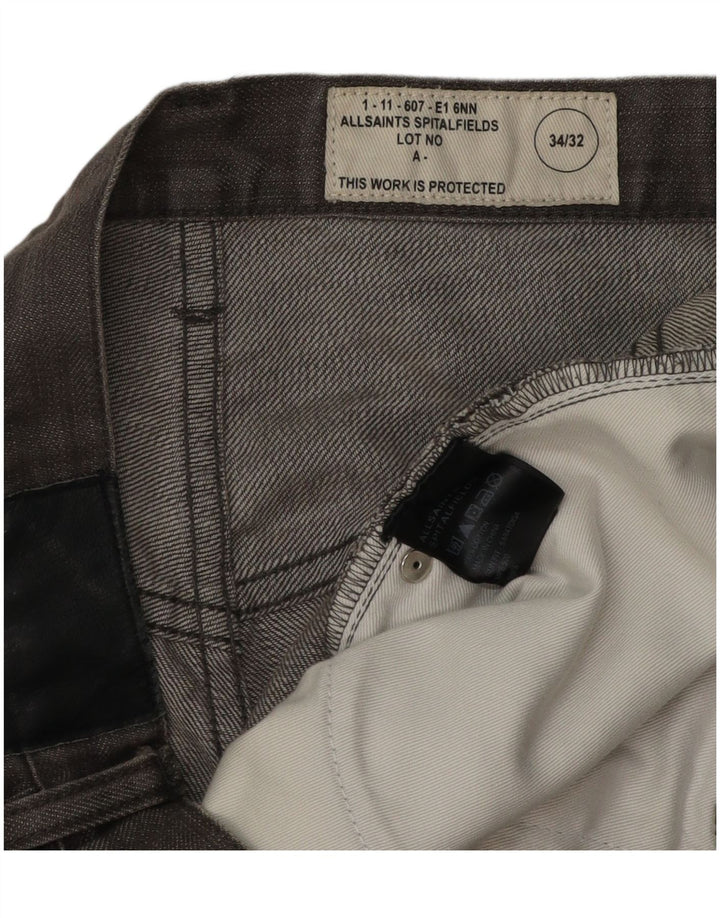Calça jeans reta masculina All Saints W34 L26 algodão cinza