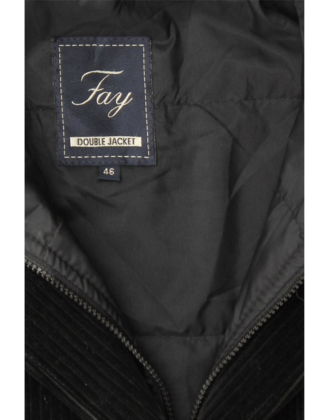 Jaqueta blazer feminina de veludo cotelê com 3 botões FAY IT 46 grande preta