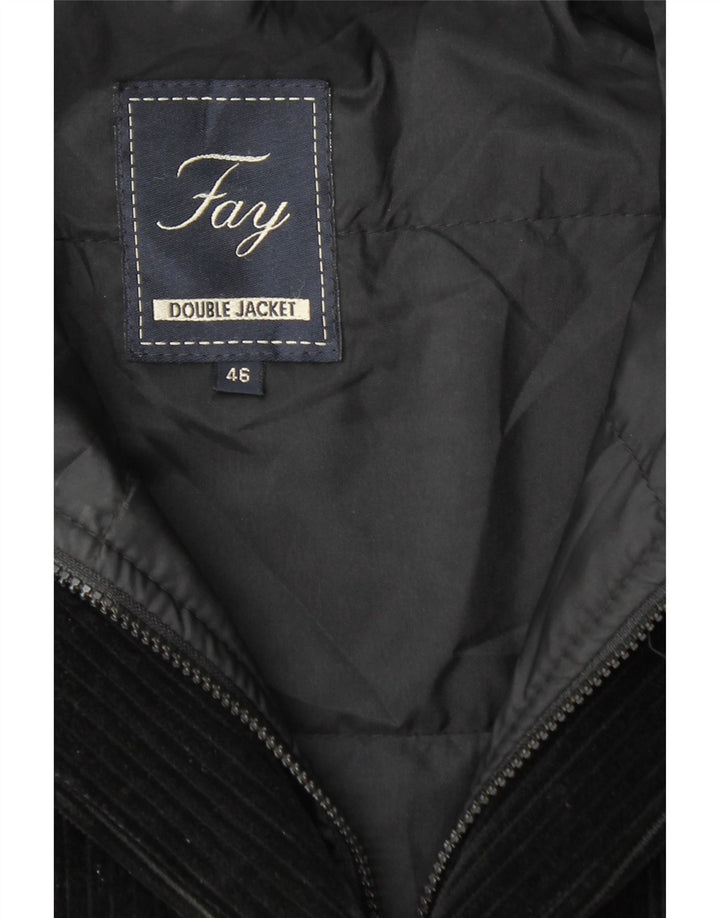 Jaqueta blazer feminina de veludo cotelê com 3 botões FAY IT 46 grande preta