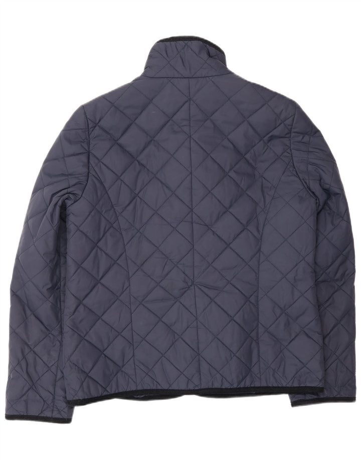 Jaqueta acolchoada feminina Jaeger UK 14 poliéster azul marinho médio