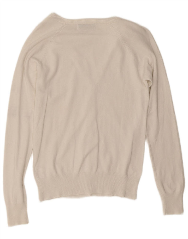 Suéter cardigã feminino Zara Reino Unido 10 pequeno algodão branco