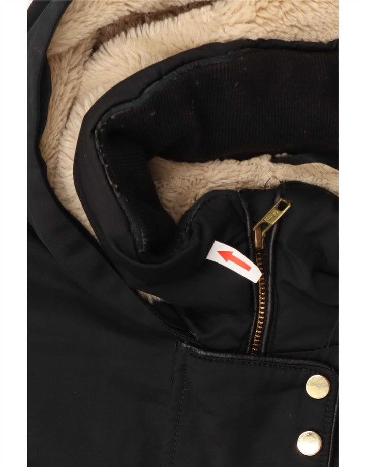 Zara Womens Hooded Parka Jacket UK 10 Small Black
