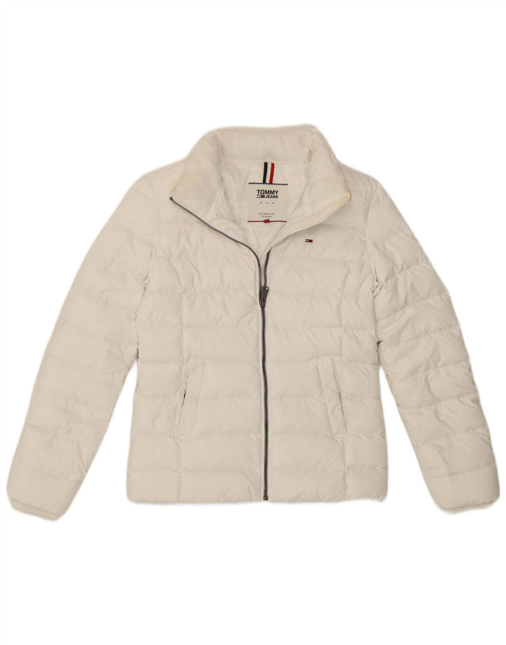 Jaqueta acolchoada feminina Tommy Hilfiger UK 6 XS poliéster branco