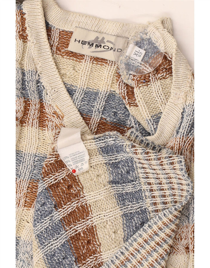 Suéter masculino Hemmond com decote em V XL algodão xadrez multicolorido