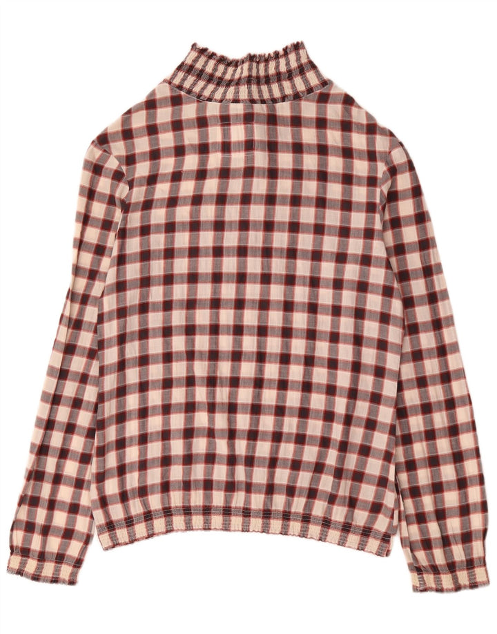 Blusa feminina de manga comprida Woolrich UK 14 algodão guingão médio Borgonha