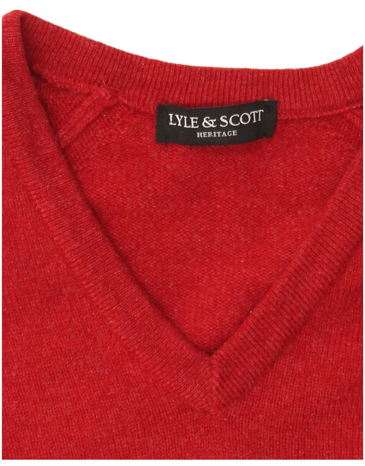 Lyle & Scott Suéter masculino Heritage com decote em V grande vermelho