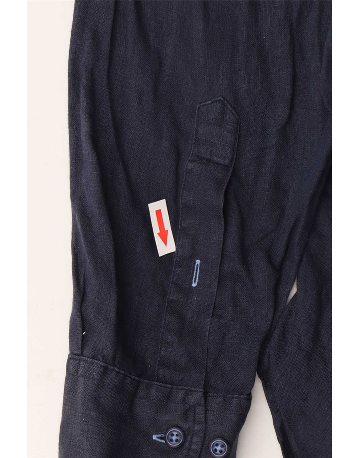 Camisa masculina Tommy Hilfiger média azul marinho linho