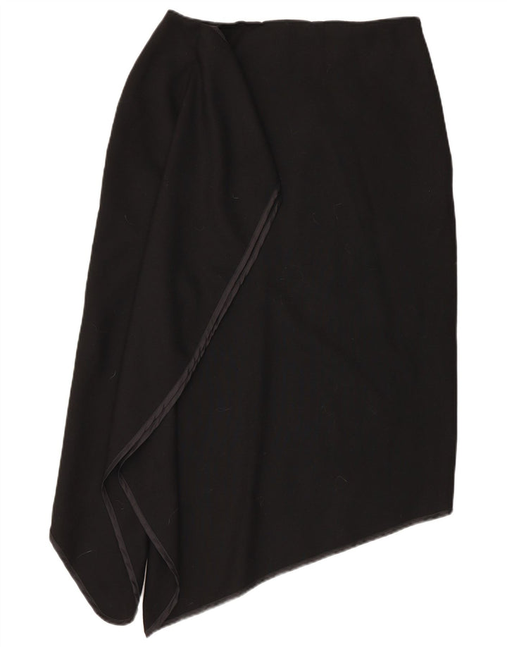 Saia assimétrica feminina vintage IT 46 grande W30 lã preta