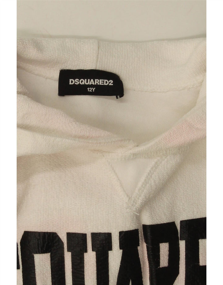 DSQUARED2 Girls Graphic Hoodie Jumper 11-12 Years White Tie Dye Cotton Vintage Dsquared2 and Second-Hand Dsquared2 from Messina Hembry 