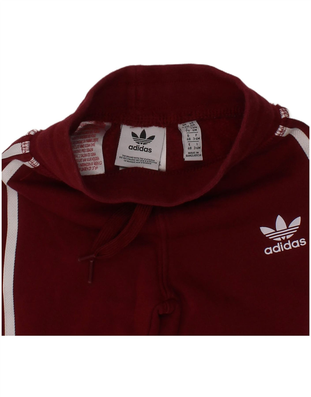 Calças de treino estampadas Adidas para meninas de 3 a 6 meses em algodão Borgonha