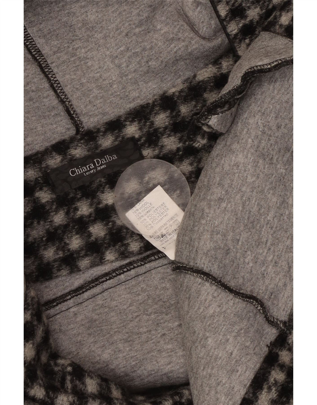 Jaqueta bomber feminina VINTAGE com capuz Reino Unido 18 XL lã xadrez preta