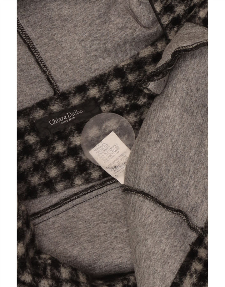 Jaqueta bomber feminina VINTAGE com capuz Reino Unido 18 XL lã xadrez preta