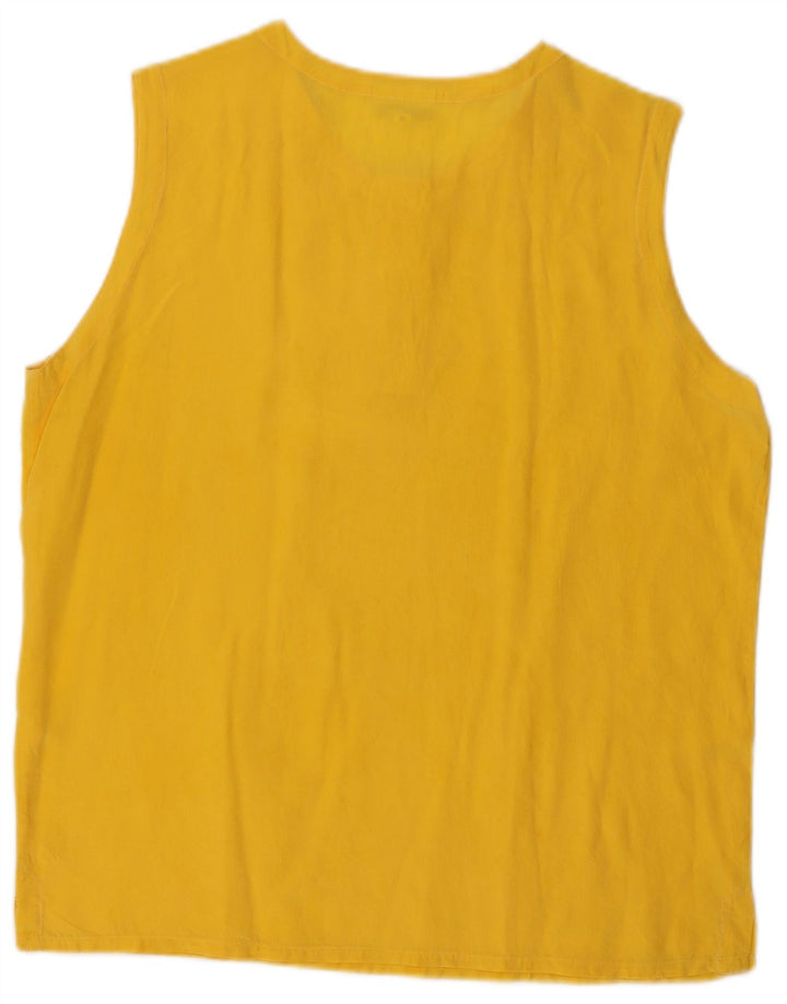 Blusa oversized sem mangas feminina vintage top uk 10 seda amarela pequena